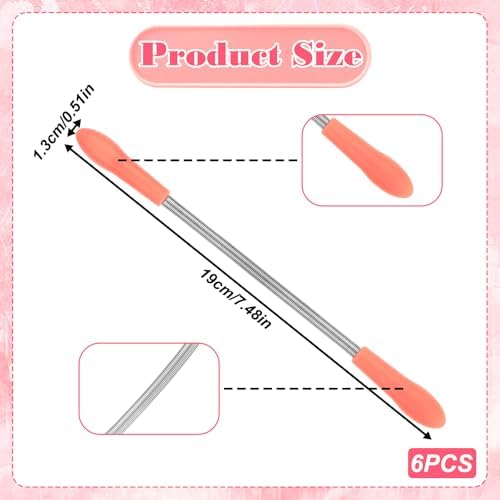 6 Pcs Spring Hair Remover for Face, Hair Removal Tool for Eyebrows, Chin, Cheek and Upper Lip, Portable & Reusable Pink Threading Tool (7.48 Inch, Stainless Steel & Silicone)