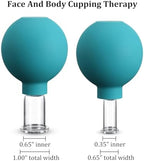 Nuanchu 2 Pieces Facial Cupping Set, Glass Cupping Cups Glass Silicone Cups Vacuum Suction for Face Skin Back Shoulder Muscle(1 Inch and 0.4 Inch Diameter,Green)