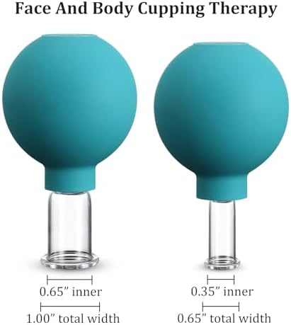 Nuanchu 2 Pieces Facial Cupping Set, Glass Cupping Cups Glass Silicone Cups Vacuum Suction for Face Skin Back Shoulder Muscle(1 Inch and 0.4 Inch Diameter,Green)