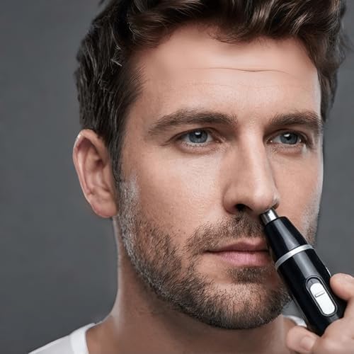 Eyebrow & Facial Hair Removal for Women and Man,Nose and Ear Hair Trimmer - for Eyebrow,Ear,Nose,Facial & Body Hair Removal, Painless,Dual Blades, Waterproof,Battery Not Included,Black