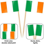 AhfuLife Irish Flag Toothpick for St. Patrick's Day Decorations, 100 PCS Ireland Flags Cupcake Toppers, Mini Irish Flag Cocktail Picks for Irish Party Supplies, Ireland Festival Decorations