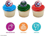 Marvel Studios' Captain America: Brave New World Cupcake Rings, 24 Captain America & Falcon Cupcake Decorations, Food Safe Cake Toppers, Party Favors – 24 Pack
