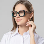 DXYXYO Oversized Square Reading Glasses for Women Blue Light Blocking Thick Frame Readers with Spring Hinge