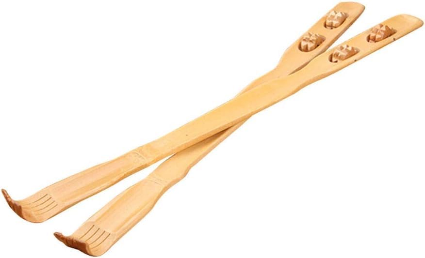 2-Pack Bamboo Back Scratcher by Dependable Industries – Long Reach, Massage Rollers, Self-Massage & Itch Relief, Eco-Friendly