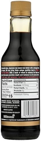 Kikkoman Naturally Brewed Tamari Soy Sauce 10 Fl oz - No Artificial Preservatives Added