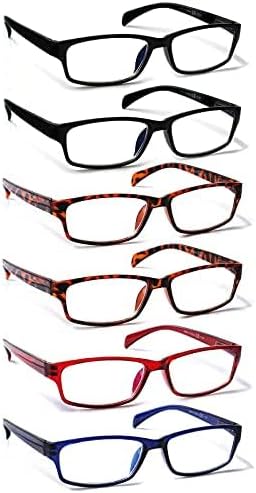 JOSCHOO Computer Reading Glasses for Women and Men 6 Pack Blue Light Blocking Spring Hinge Readers