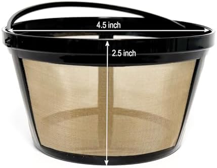 2-PACK Gold Reusable 8-12 Cup Basket Coffee Filter for Mr. Coffee Coffee Makers and Black & Decker Coffee Maker