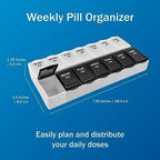Amazon Basic Care 7-Day AM/PM Pill Organizer, Vitamin Case and Medicine Box with Large Compartments, 2 Times a Day, Black and Clear Lids (Pack of 2)