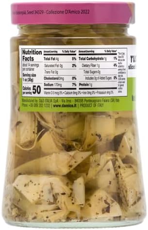 FRATELLI D'AMICO - Rustic Sliced Artichokes in Oil, Premium Quality, Chef Selected, Large Jar : 24.7oz (700 g), Antipasto, Non GMO Italian Premium Brand, Product of Italy