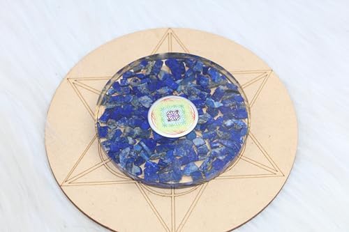Jet Lapis Lazuli Orgone Tea Coaster Flower of Life Round 3.5 Inch Diameter Approx. Booklet Crystal Therapy