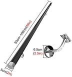 Black Wooden Stairs Handrail, Seniors Disabled Handicap Grab Bars for Steps Deck Porch Loft Wall Mount, Stainless Steel Kit, 50cm~150cm Long (Size : 130cm(51in))