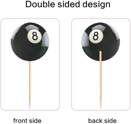 Ercadio 24 Pack Double Sided Pool Ball Cupcake Toppers Sports Cupcake Picks Birthday Cake Decorations Baby Shower Sports Theme Party Cake Decorations