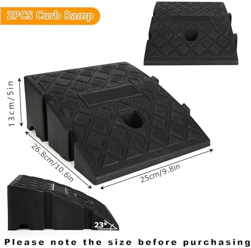 2PCS Driveway Curb Ramps 5" Rise Height Curb Ramp Interlock Curb Ramps for Driveway Low Cars Vehicles SUV Truck Motorcycle Wheelchair Bike