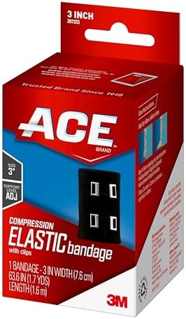 ACE Brand 3 Inch Elastic Bandage with with Clips, Black, Great for Elbow, Ankle, Knee and More, 1 Count