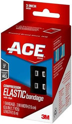 ACE Brand 3 Inch Elastic Bandage with with Clips, Black, Great for Elbow, Ankle, Knee and More, 1 Count