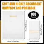 Roshtia 100 Pack Dinner Napkins Disposable Linen Feel Dinner Napkins with Built-in Flatware Pocket Gold Trim Lined Pre Folded Paper for Wedding Party (White,Gold)