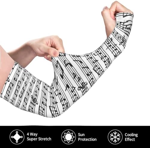 Music Shooter Sleeves Gardening Cute Sun Sleeves Music Notes Cooling Arm Sleeves Notes Arm Cover Sleeves
