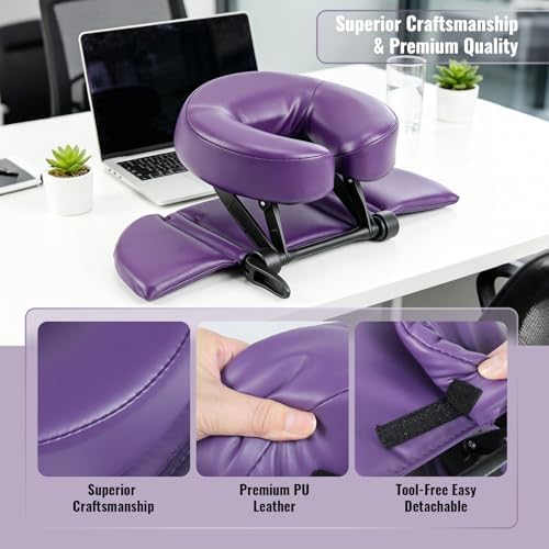 TRENDBOX Face Down Tabletop Massage Kit Adjustable Headrest Pillow - Purple