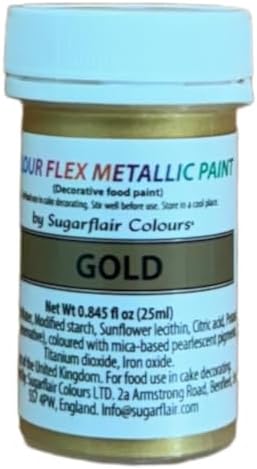 Sugarflair Colour Flex Food Paint, 25 Milliliters Metallic Gold