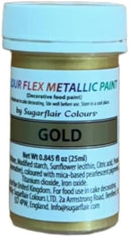 Sugarflair Colour Flex Food Paint, 25 Milliliters Metallic Gold