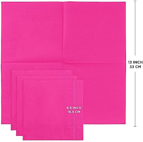 Fuchsia 3-Ply Disposable Lunch Napkins, 125 Count – Paper Cocktail & Party Napkins for Weddings, Birthdays, Bars & Events, EU Made