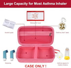 MGZNMTY Travel Carrying Case Compatible with Asthma Inhaler Spacer for Adults and Children, Masks, Inhaler Holder with Asthma Alert Tag and Medical Card, Carabiner (Only Case) (Pink)