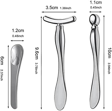 3 Pcs Metal Eye Cream Applicator Tool, Eye Roller Massage Sticks and Makeup Cream Spoon, Facial Massager for Reducing Puffiness Wrinkle Dark Circles