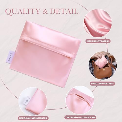 DGAZ Silk Sanitary Napkin Storage Bag, Period Bags for Teen Aged Girls, Portable for Panty Liners/Menstrual Cup/Small Tampons，Mini Makeup Bags for Purse(Bubblegum)