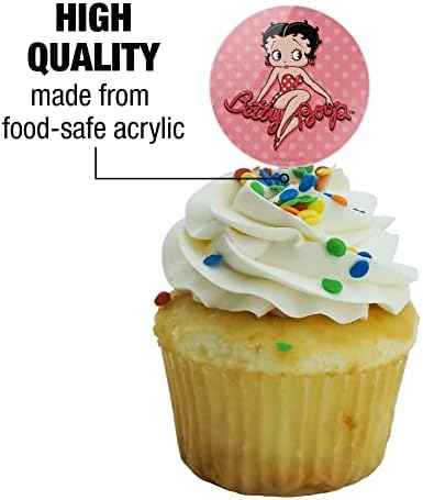 GRAPHICS & MORE Betty Boop Pink Polka Dots Cupcake Picks Toppers Decoration Set of 6