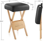 Saloniture Wood Folding Massage Stool with Carrying Case, Black