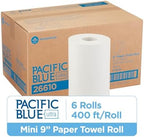Georgia-Pacific, Pacific Blue Ultra, 9" Paper Towel Rolls (26610), White, 6 Rolls per Case, 400' per Roll