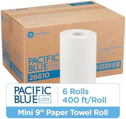 Georgia-Pacific, Pacific Blue Ultra, 9" Paper Towel Rolls (26610), White, 6 Rolls per Case, 400' per Roll