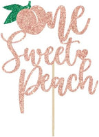 One Sweet Peach Cake Topper, Sweet as a Peach, 1st Birthday Cake Topper, Peach Baby Shower Birthday Party Decorations, Rose Gold Glitter