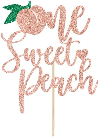 One Sweet Peach Cake Topper, Sweet as a Peach, 1st Birthday Cake Topper, Peach Baby Shower Birthday Party Decorations, Rose Gold Glitter