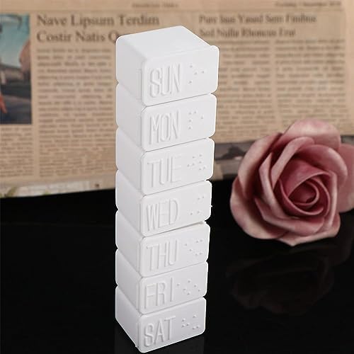 Weekly Pill Organizers, 7 Days Travel Pill Case with Braille Weekly Medicine Container Organizer Dispenser for Fish Oils, Vitamin, Calcium Tablets