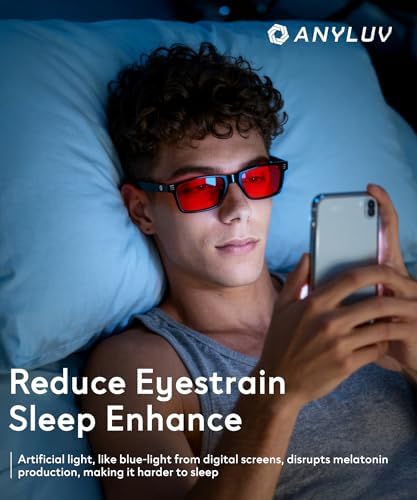 ANYLUV Blue Light Glasses Men Woman, Blue Light Blocking Glasses for Computer Gaming, Eye Strain Relief Eye Protection