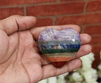 Crocon 50mm 7 Chakra Heart Stone Big Heart Shape Puff Stones Set 450+ Carats Pocket Crystal Healing Tumble Collection Palm Worry Stone Good Luck Charm Meditation Gift Craft Home Decor