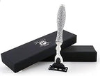 3 Edge Shaving Razor Handmade Silver Antique Design Handle Beard and Mustache Safety Razor For Men Perfect Shave
