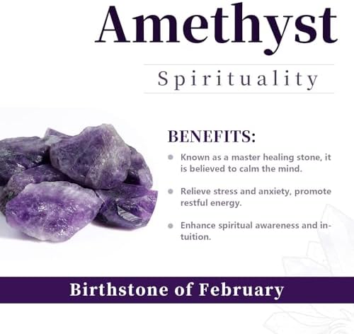Rockcloud Natural Amethyst Crystal Pointed Pendulum with 7 Chakra Stone Beads Chain, 6 Facet Reiki Chakra Pendant for Divination Dowsing