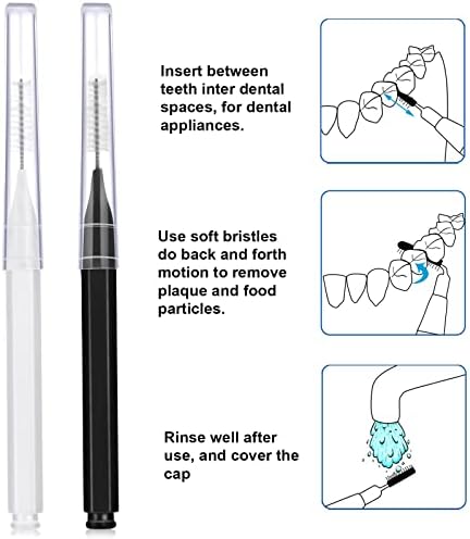 Patelai 100 Pieces Braces Brush for Cleaner Interdental Brush Toothpick Dental Tooth Flossing Head Oral Dental Hygiene Flosser Toothpick Cleaners Tooth Cleaning Tool (Black, White)