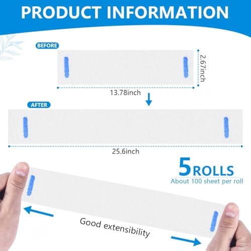 SenseYo 5 Rolls Barber Neck Paper Strips Band Disposable Haircutting Stretchy Barber Neck Tissue Wrap for Salon Haircut Spa Massage
