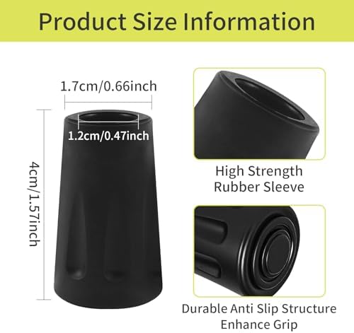 8 Pcs Trekking Pole Tips Replacement Protectors,Rubber Tips for Walking Sticks Tips Accessories,Rubber feet Hiking Pole Tips,Fits Most Standard Hiking,Trekking,Walking Poles(Black).