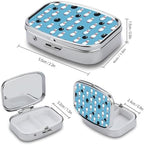 Pill Organizer Case - Bright Bowling Ball Print Portable 2 Compartment Mini Box Small Pill Case for Purse & Pocket, Travel Medicine Organizer Holder Daily Supplement Storage with Mirror