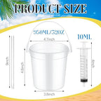 Willinglong 20 Set 32oz Clear Plastic Drink Buckets Rum Buckets for Drink with Straws, Lids and Beverage Syringes Reusable Iced Coffee Cups for Rum Wine Beer Cocktail Beverage Lemonades
