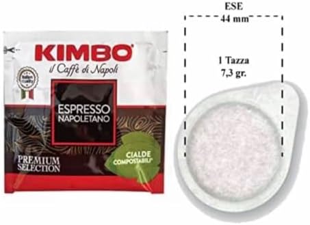 Kimbo Napoli Espresso ESE Compostable Coffee Pods | Medium Roast with Almond & Cocoa Flavor | 10/13 Intensity | 100 Count