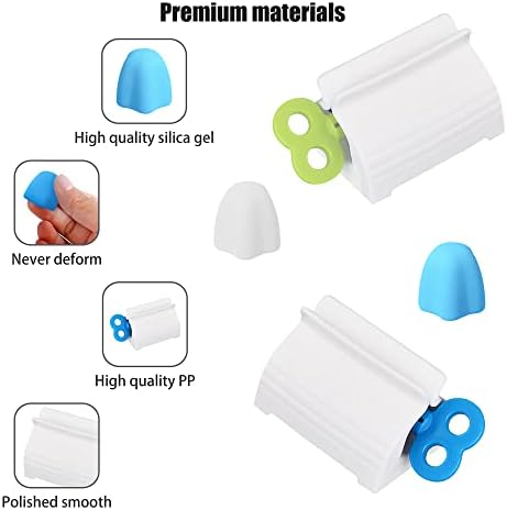Self-Closing Toothpaste Caps,Tooth Paste Squeezer Topper,Silicone Dentifrice Tube Leak Proof Cover,Family Multipurpose Rolling Dispenser Holder,No Waste,No Mess,Adults/Kids Bathroom Gadget(4pcs+2pcs)