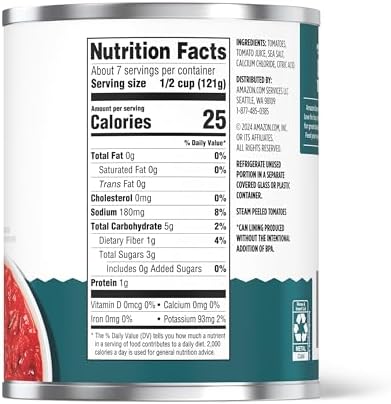 Amazon Fresh, Diced Canned Tomatoes in Tomato Juice, 28 Oz (Previously Happy Belly, Packaging May Vary)
