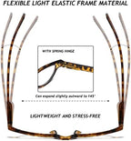 Hubeye 3 Pairs Plastic Retro Half Moon Frame Reading Glasses Lightweight Spring Hinge Women and Men Reader Leopard print/Leopard print/Leopard print +2.0