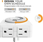 G-Homa 24-Hour Mechanical Timer Outlet with 2 Grounded Outlets - For Lamps, Holiday Lights
