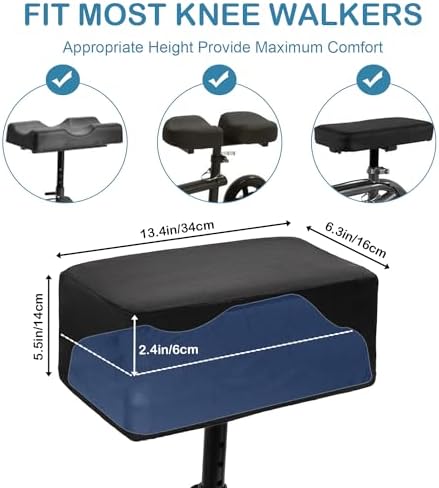 Knee Scooter Pad Cover - Soft and Comfortable Memory Foam Cushion, Walker Accessory for Knee Roller, Universal Fit